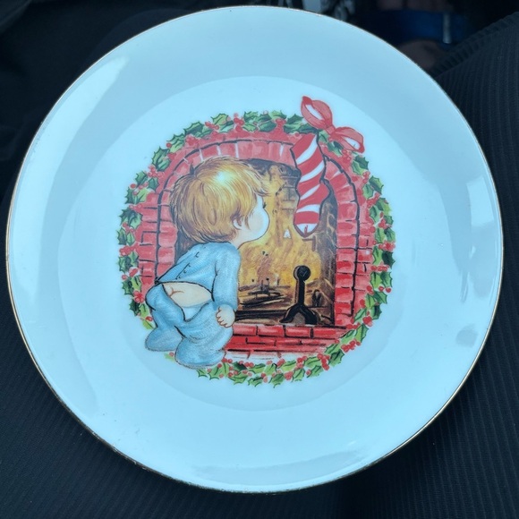 Vintage 1982 Jasco Fine Porcelain Christmas Display Plate 22K Gold Edged - Picture 1 of 3